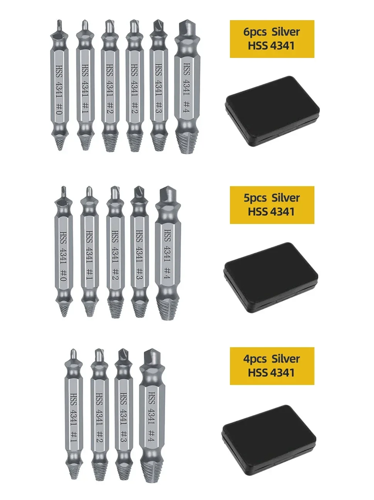 Damaged Screw Extractor Set | 4/5/6pc HSS Broken Bolt Remover Kit 25