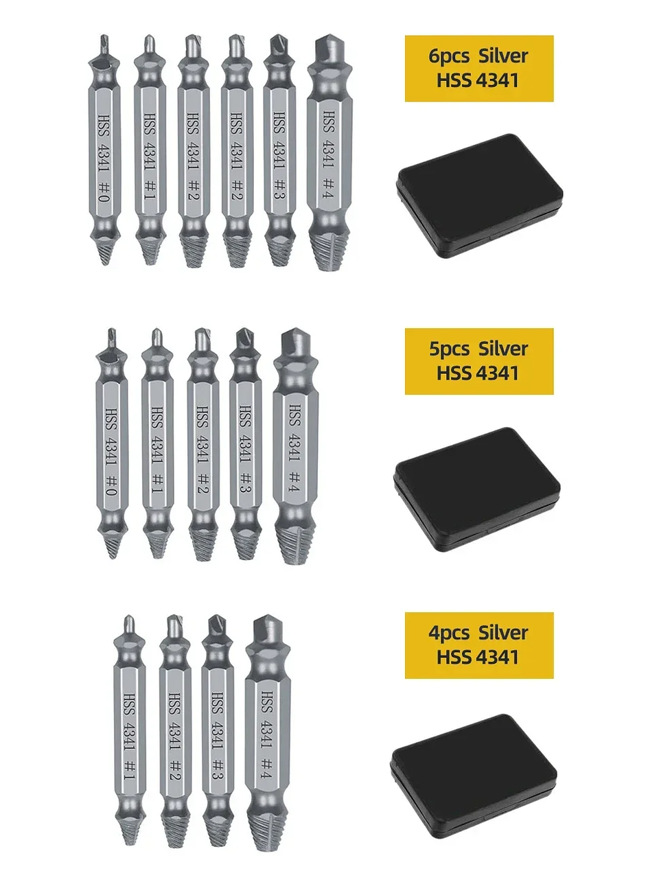 Damaged Screw Extractor Set | 4/5/6pc HSS Broken Bolt Remover Kit 25
