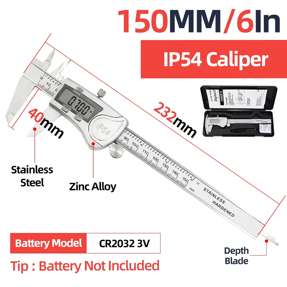 Precision 150mm Digital Caliper | Professional Stainless Steel Micrometer Gauge 12