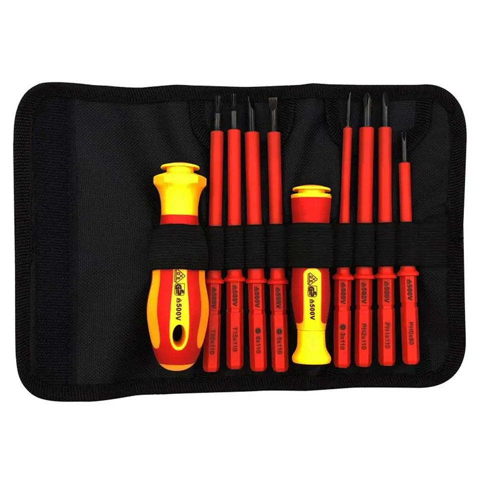 10-Piece Insulated VDE-Style Screwdriver Set | 500V Chrome-Vanadium Electrical Kit 7