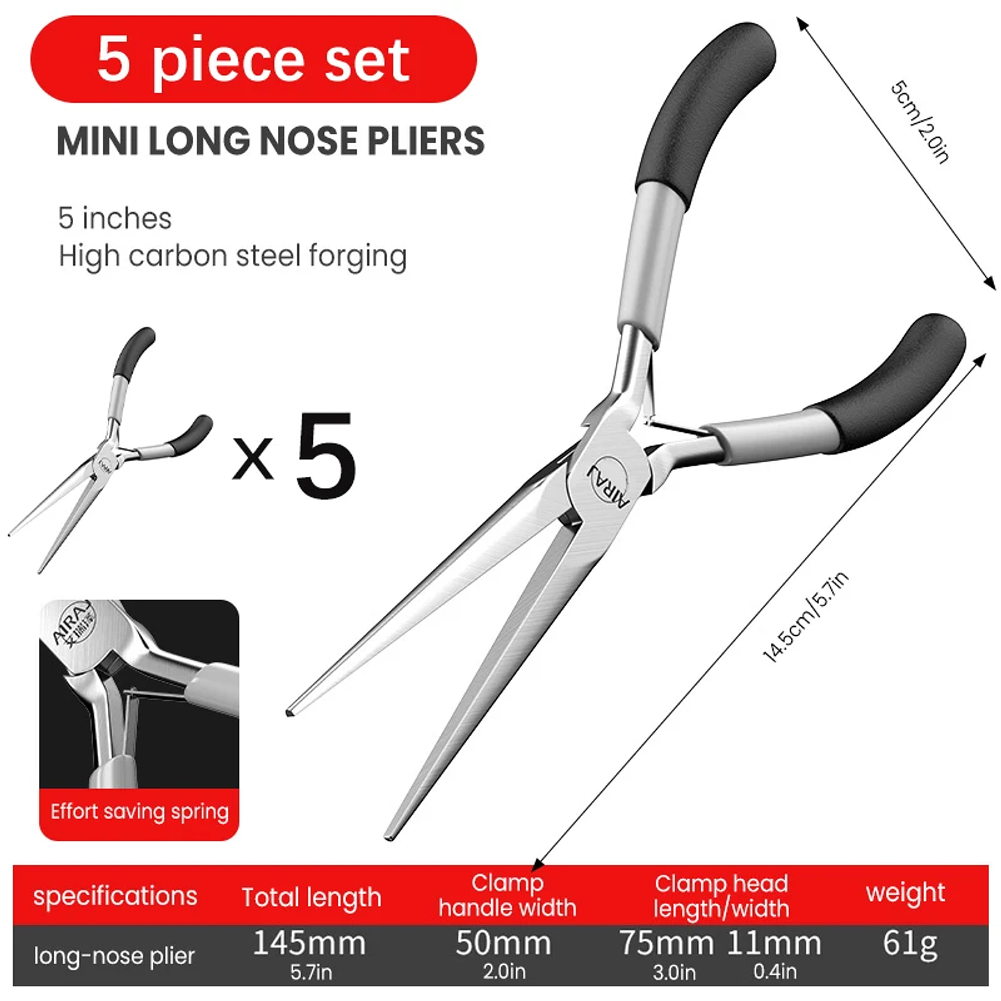 Mini European-Style Needle Nose Pliers | High-Leverage Carbon Steel Electrician Snips 8