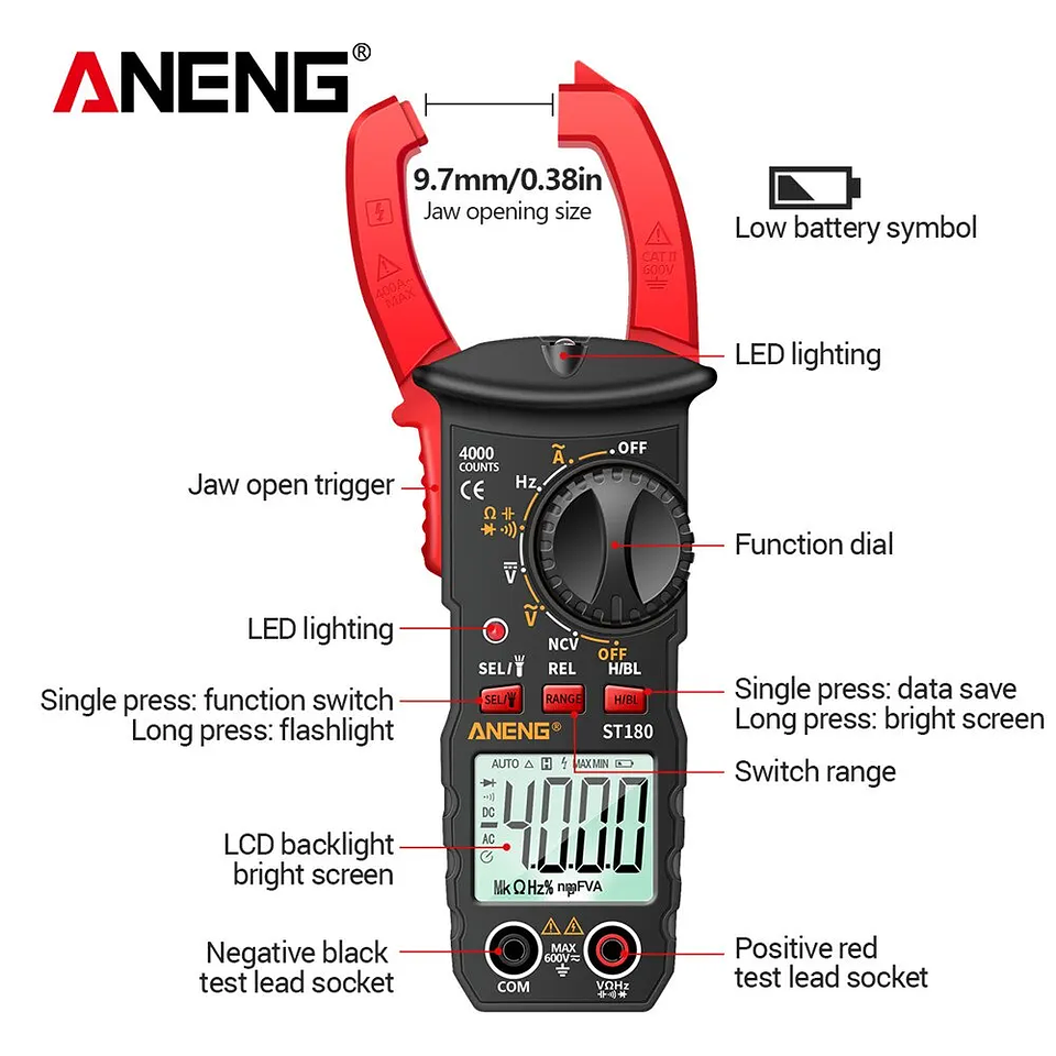 Digital Clamp Meter | 4000 Counts AC Current Multimeter with NCV & Capacitance 5