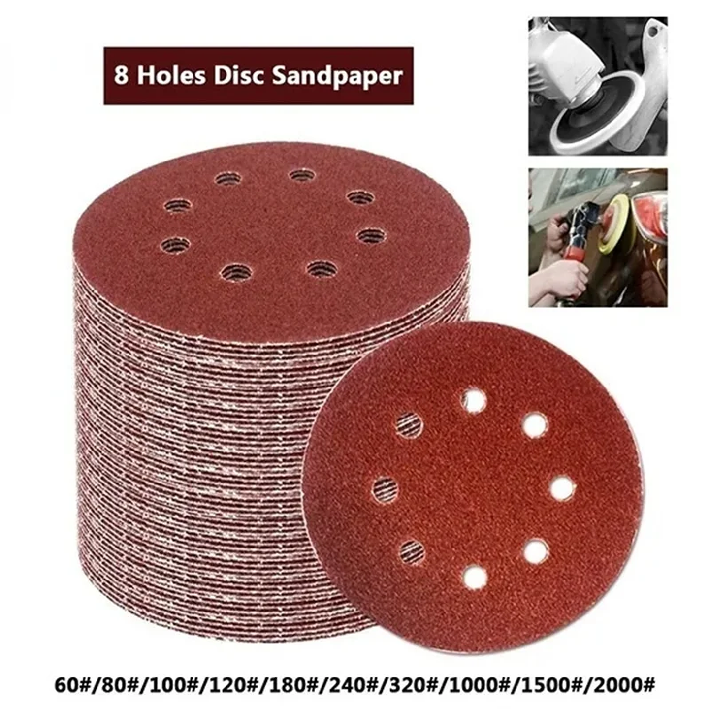5-Inch 8-Hole Sanding Discs | Premium Aluminium Oxide Hook & Loop Sandpaper Set 14