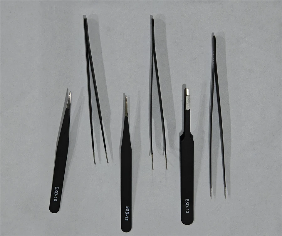 Antistatic Stainless Steel Tweezers 6 PCS Precision Maintenance Industrial Repair Curved Tool Home Work Model Making Hand Tools 18