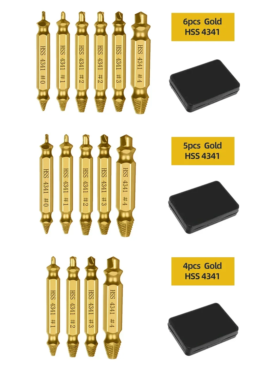 Damaged Screw Extractor Set | 4/5/6pc HSS Broken Bolt Remover Kit 26