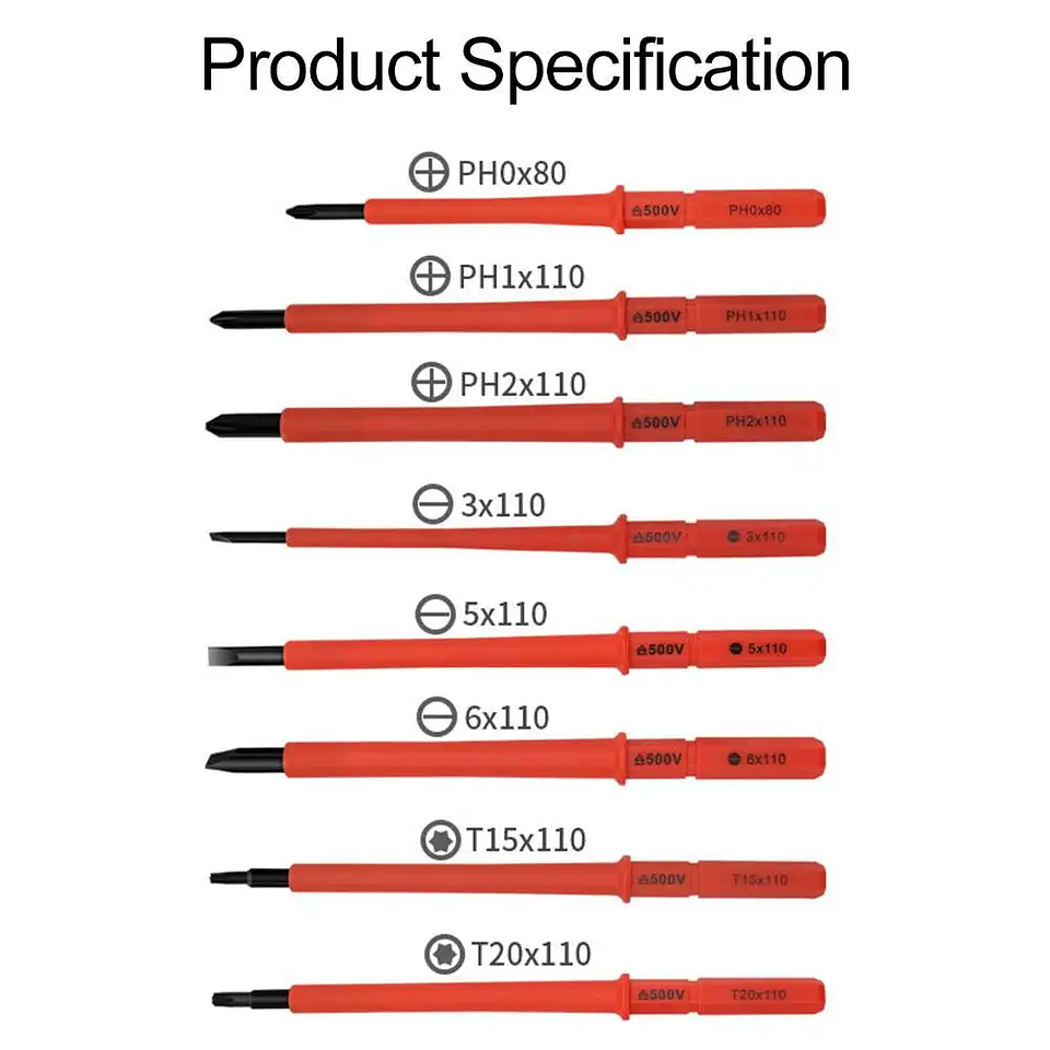 10-Piece Insulated VDE-Style Screwdriver Set | 500V Chrome-Vanadium Electrical Kit 10