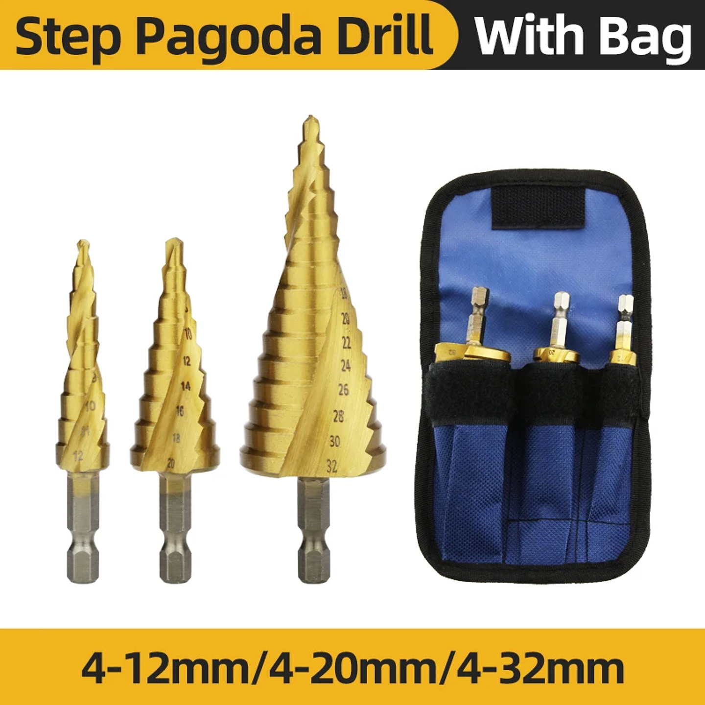 Coated HSS Step Drill Bit | High-Speed Steel Cone Cutter for Wood, Metal & Plastic 7
