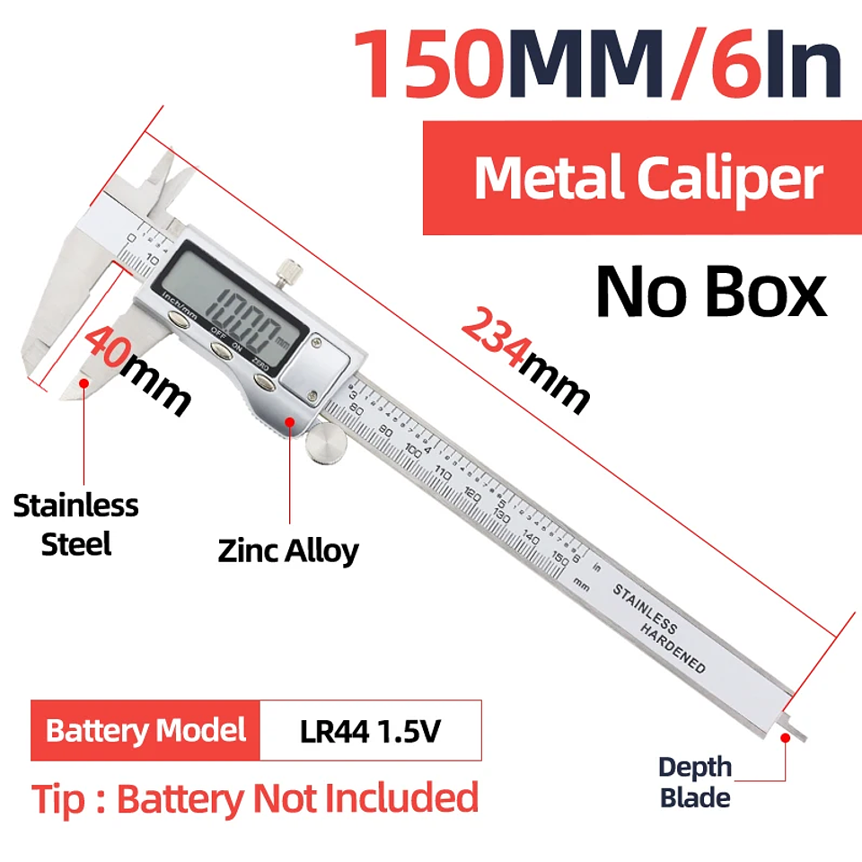 Precision 150mm Digital Caliper | Professional Stainless Steel Micrometer Gauge 17