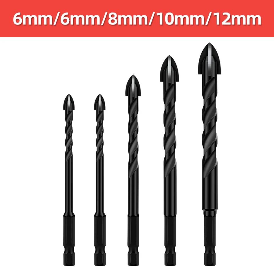 Industrial Hard Alloy Cross Hex Drill Bits | 4-Edge Carbide Tip for Tile, Glass, Concrete, and Wood 28