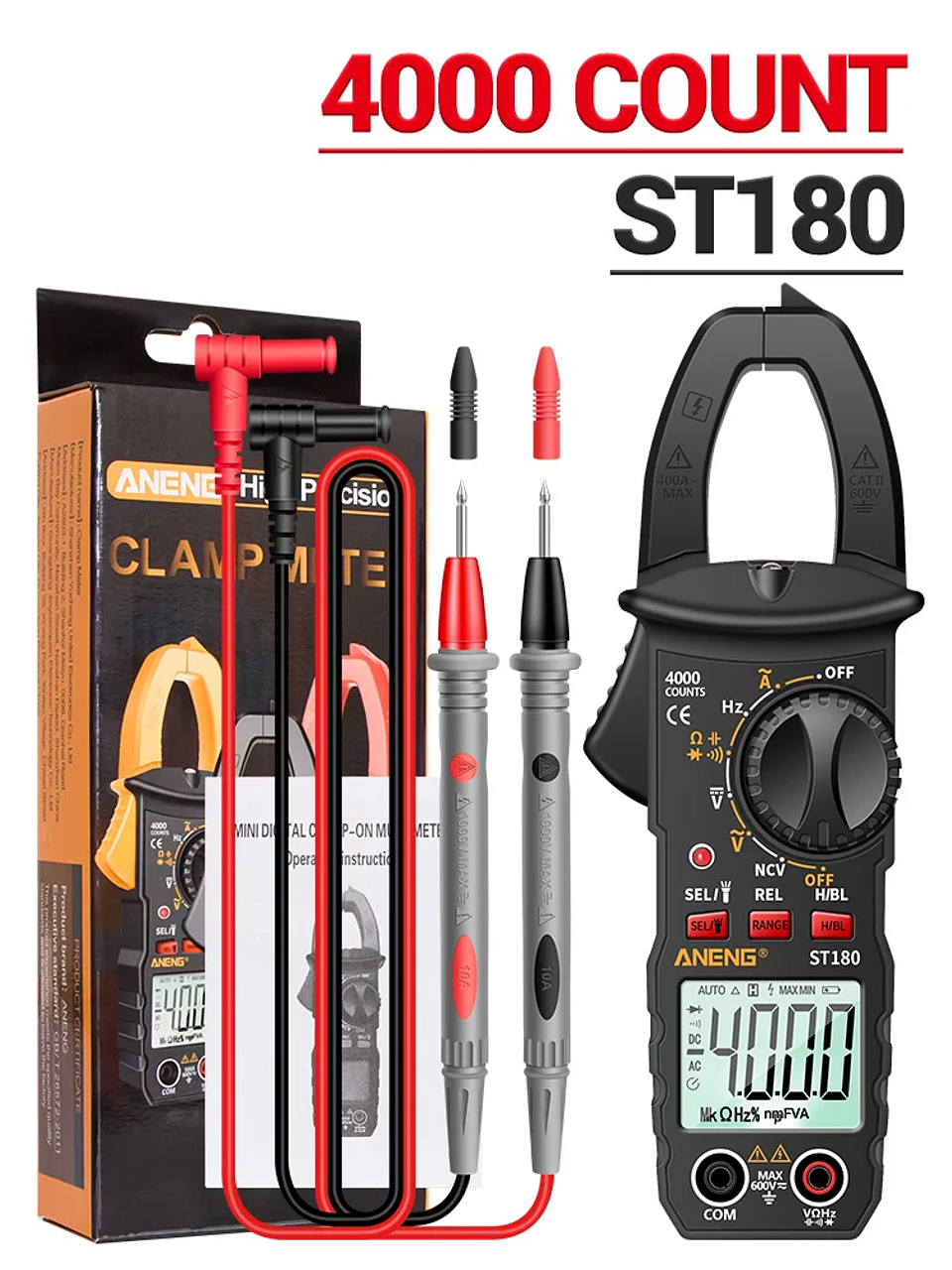 Digital Clamp Meter | 4000 Counts AC Current Multimeter with NCV & Capacitance 8