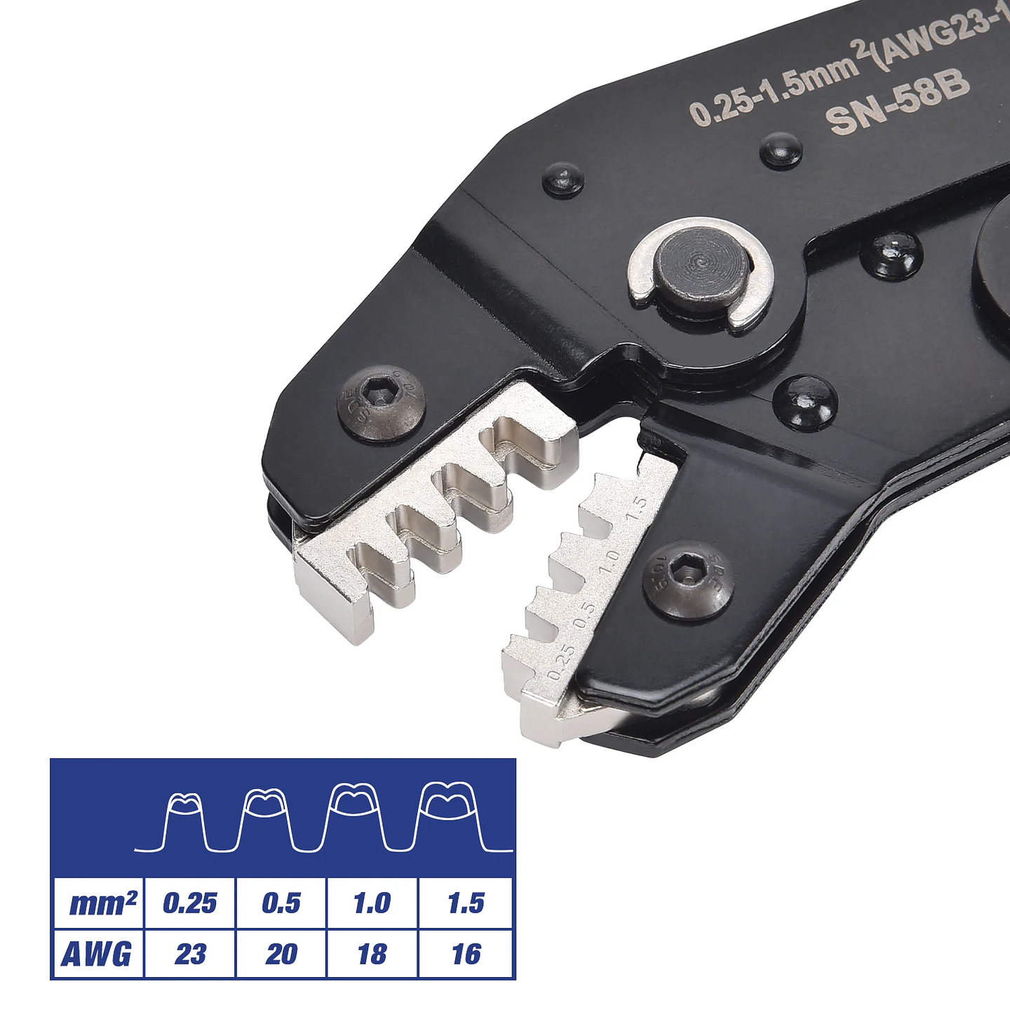 SN-58B Mini European-Style Crimping Pliers | Precision Carbon Steel Terminal Tool 3