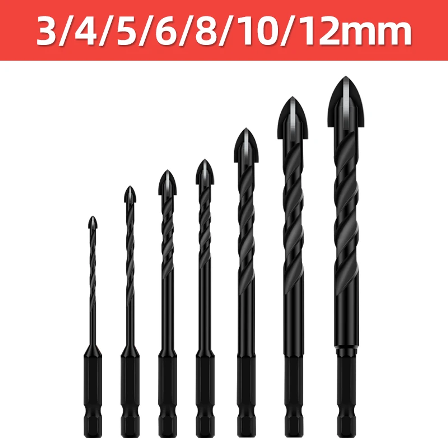 Industrial Hard Alloy Cross Hex Drill Bits | 4-Edge Carbide Tip for Tile, Glass, Concrete, and Wood 29