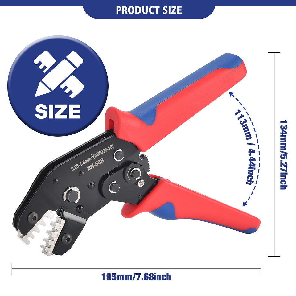SN-58B Mini European-Style Crimping Pliers | Precision Carbon Steel Terminal Tool 5