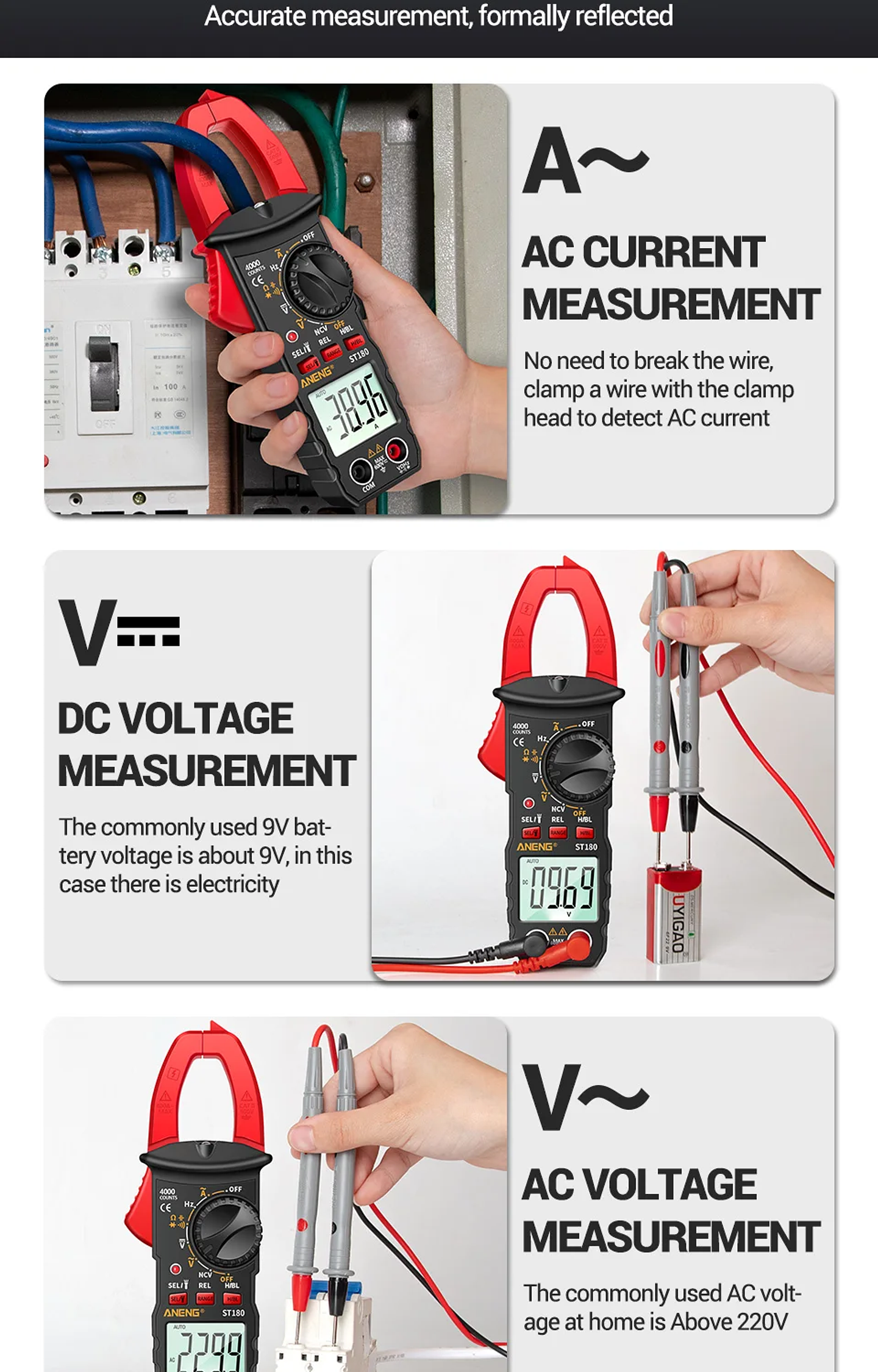 Digital Clamp Meter | 4000 Counts AC Current Multimeter with NCV & Capacitance 14