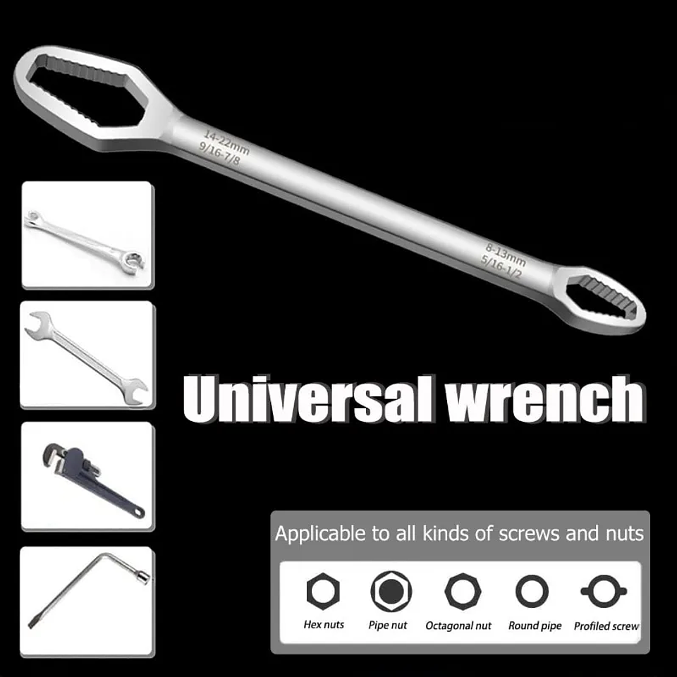 Universal 8–22mm Self-Tightening Wrench | Dual-Head Torque Spanner 14