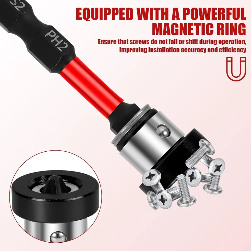 Magnetic Positioning Drywall Screwdriver Bits | Non-Slip Alloy Steel Ph2 Batch Head 10