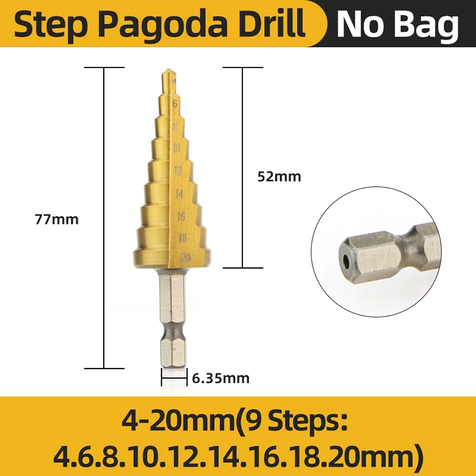 Coated HSS Step Drill Bit | High-Speed Steel Cone Cutter for Wood, Metal & Plastic 12