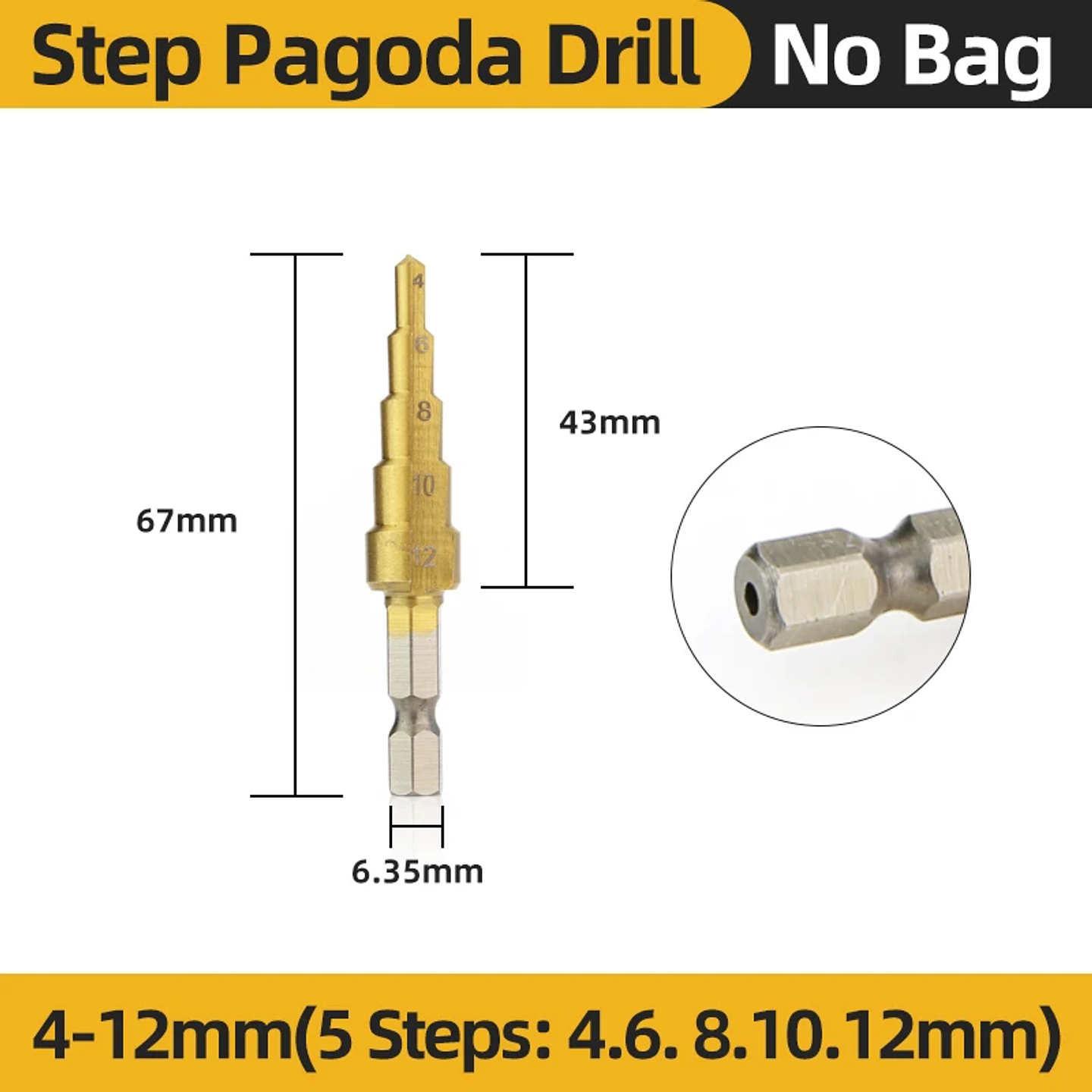 Coated HSS Step Drill Bit | High-Speed Steel Cone Cutter for Wood, Metal & Plastic 13
