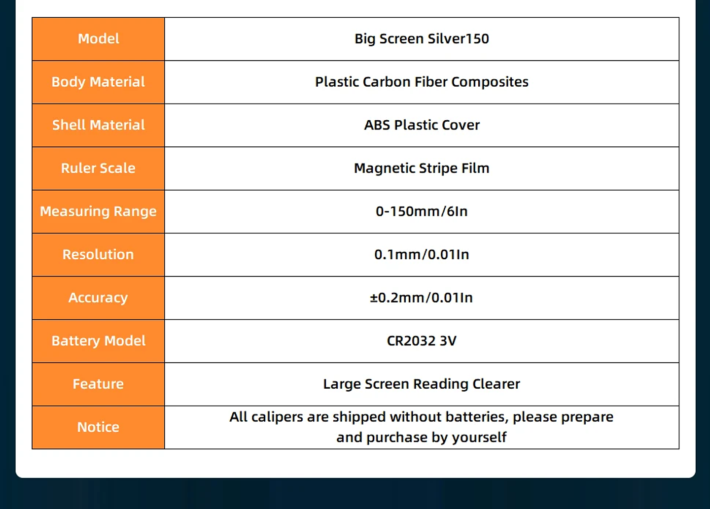 Digital Vernier Caliper | 150mm Electronic Carbon Fiber Micrometer 28
