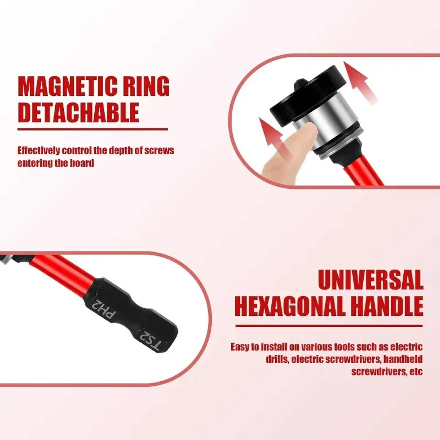 Magnetic Positioning Drywall Screwdriver Bits | Non-Slip Alloy Steel Ph2 Batch Head 12