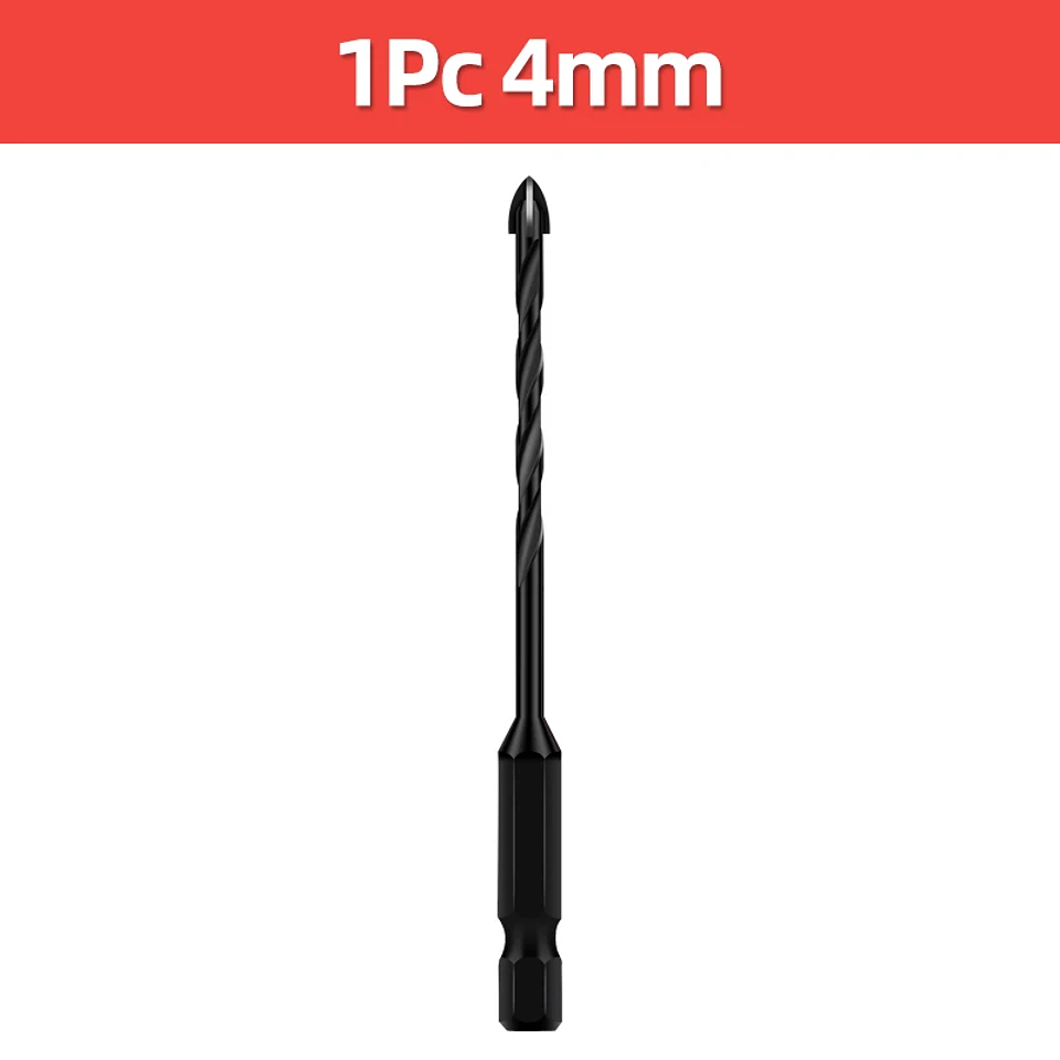 Industrial Hard Alloy Cross Hex Drill Bits | 4-Edge Carbide Tip for Tile, Glass, Concrete, and Wood 35