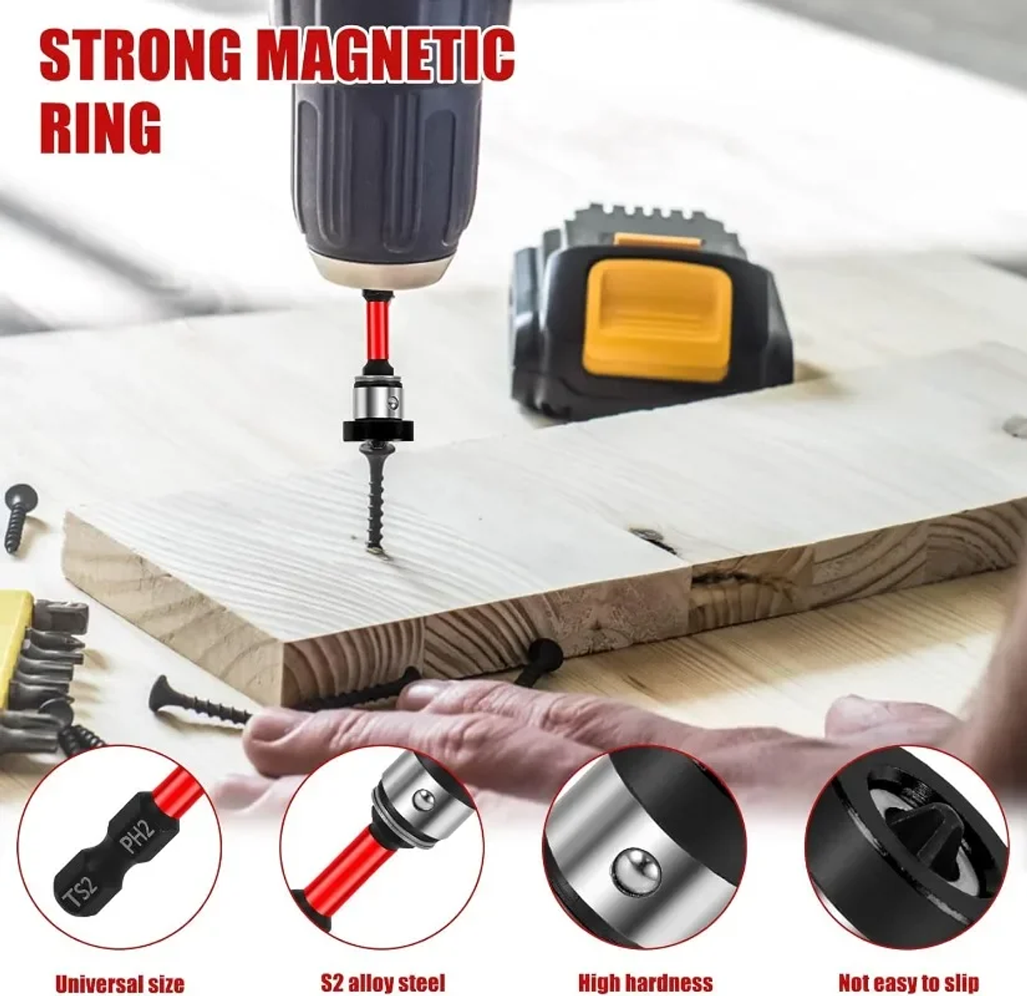 Magnetic Positioning Drywall Screwdriver Bits | Non-Slip Alloy Steel Ph2 Batch Head 15