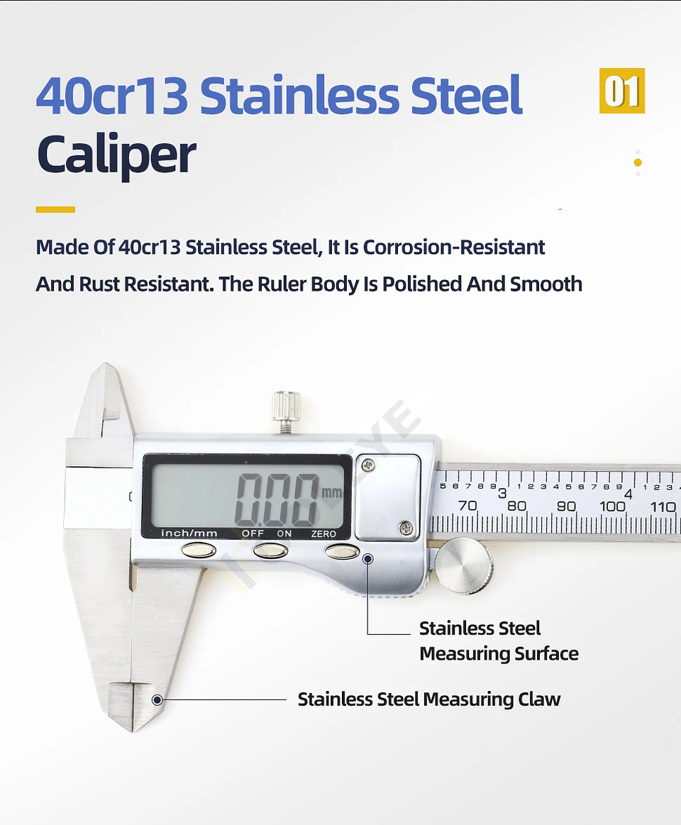 Precision 150mm Digital Caliper | Professional Stainless Steel Micrometer Gauge 24