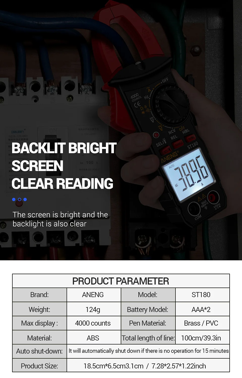 Digital Clamp Meter | 4000 Counts AC Current Multimeter with NCV & Capacitance 19