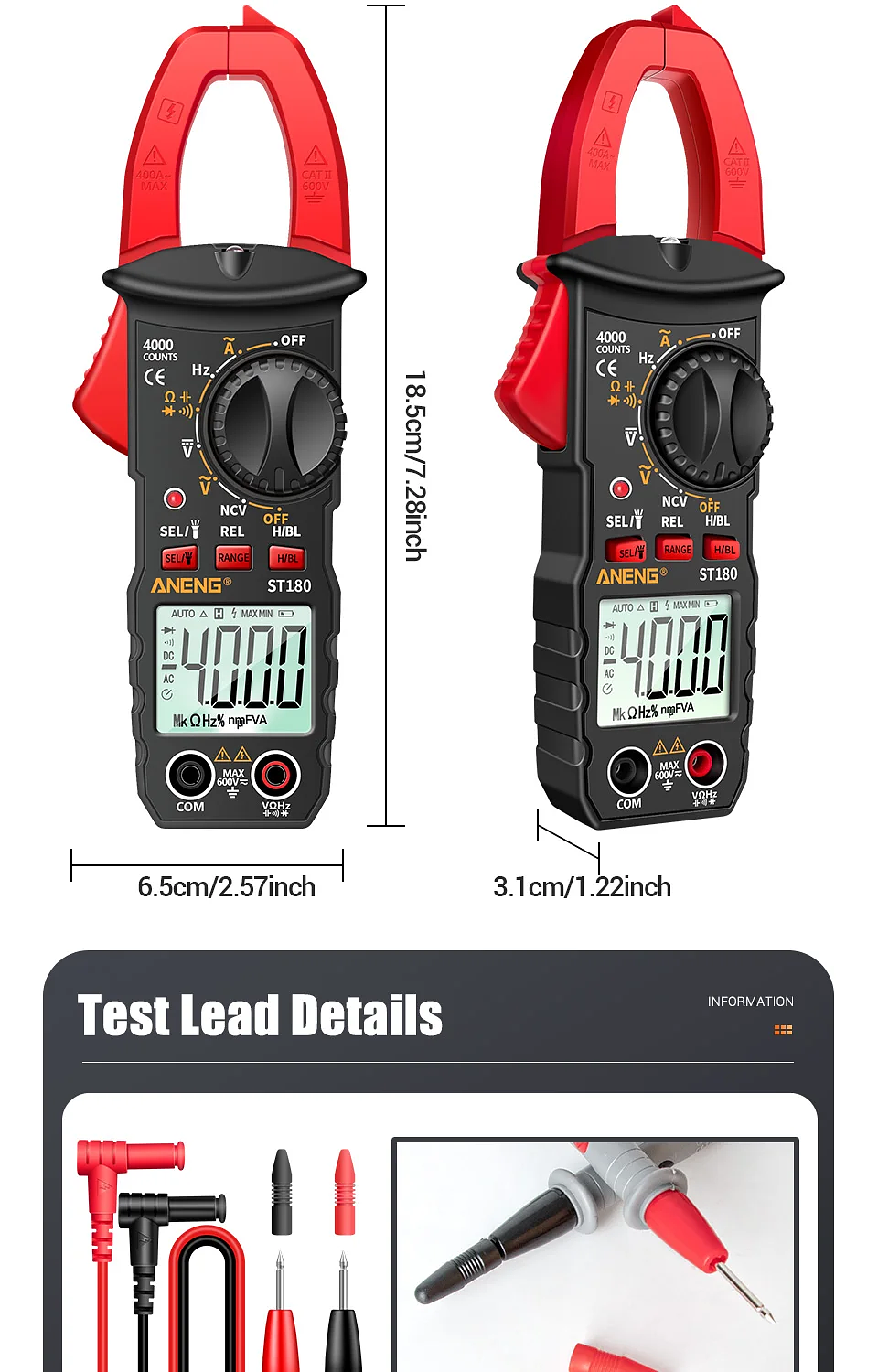 Digital Clamp Meter | 4000 Counts AC Current Multimeter with NCV & Capacitance 20