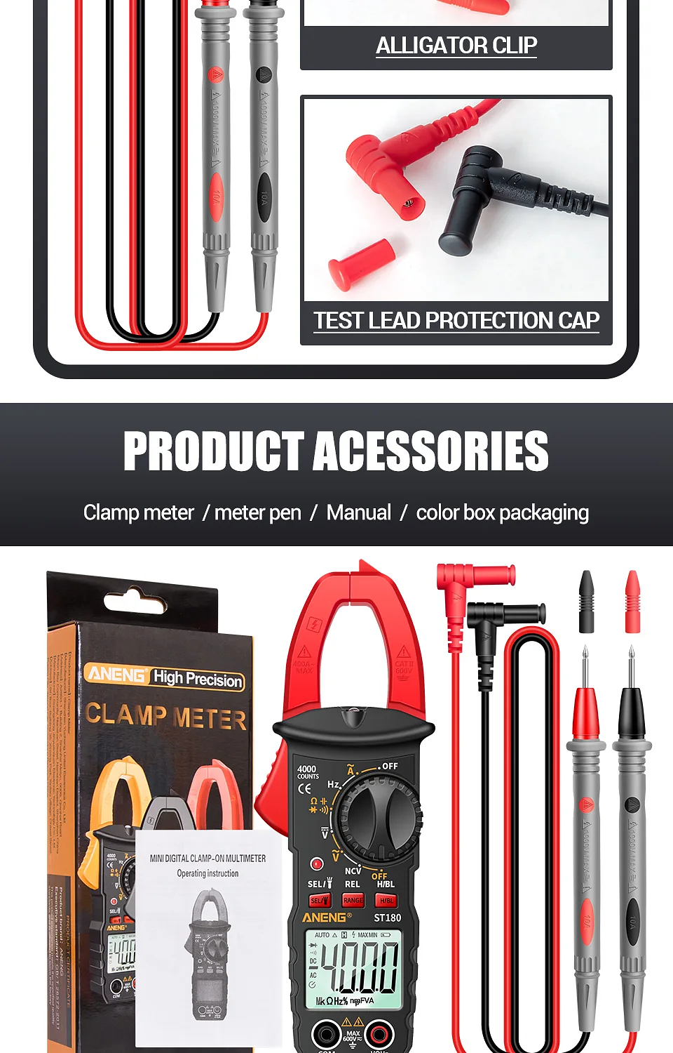 Digital Clamp Meter | 4000 Counts AC Current Multimeter with NCV & Capacitance 21