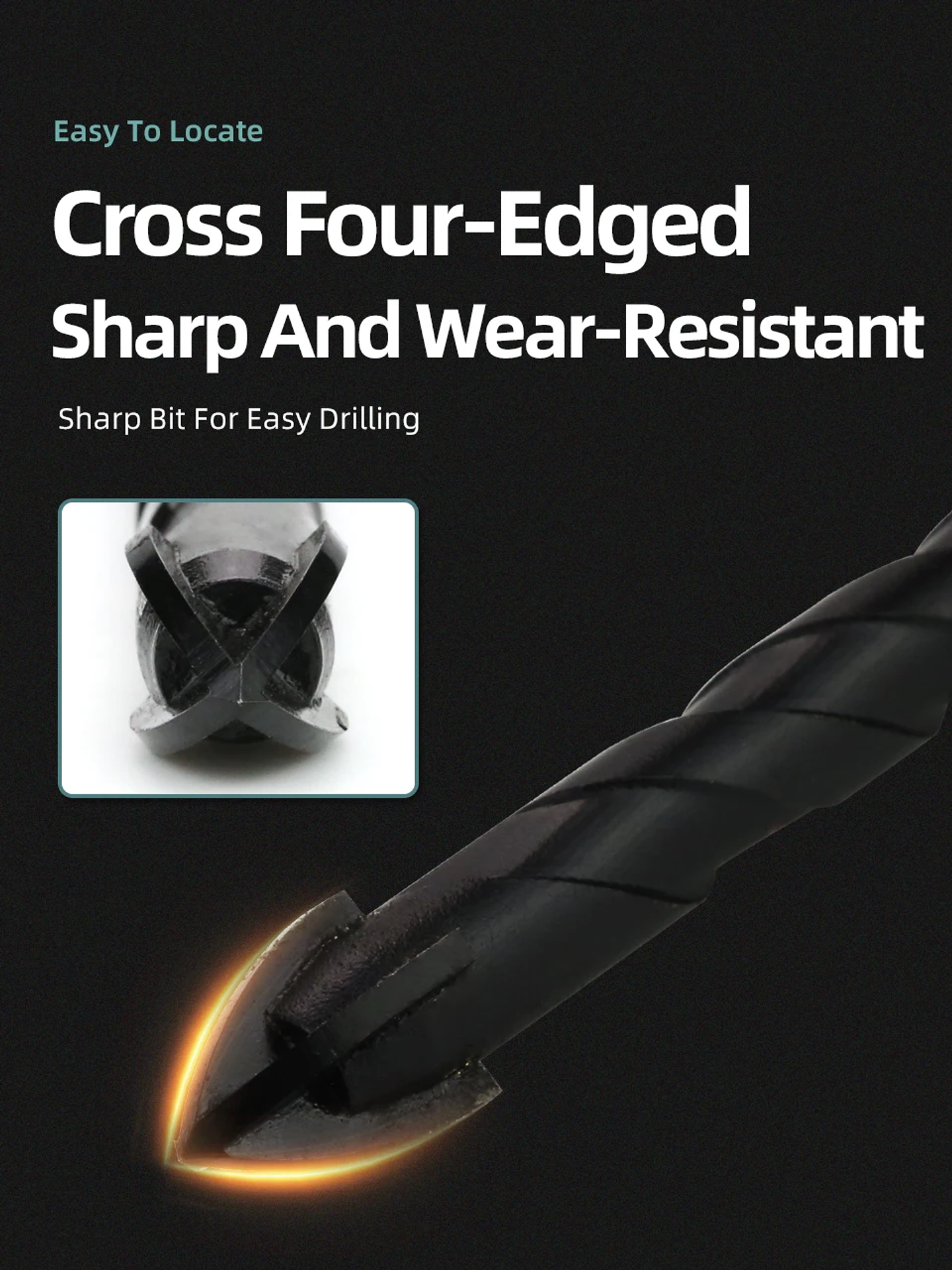 Industrial Hard Alloy Cross Hex Drill Bits | 4-Edge Carbide Tip for Tile, Glass, Concrete, and Wood 44