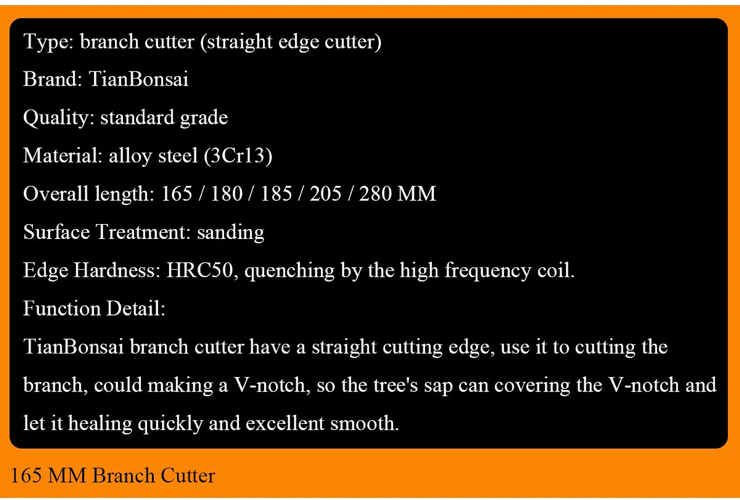 Standard Grade Straight Edge Branch Cutter | 3Cr13 Alloy Steel Bonsai Pruning Tool 13
