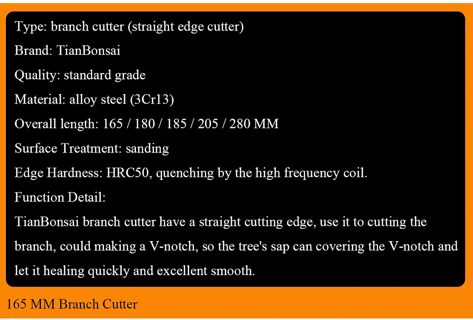 Standard Grade Straight Edge Branch Cutter | 3Cr13 Alloy Steel Bonsai Pruning Tool 13