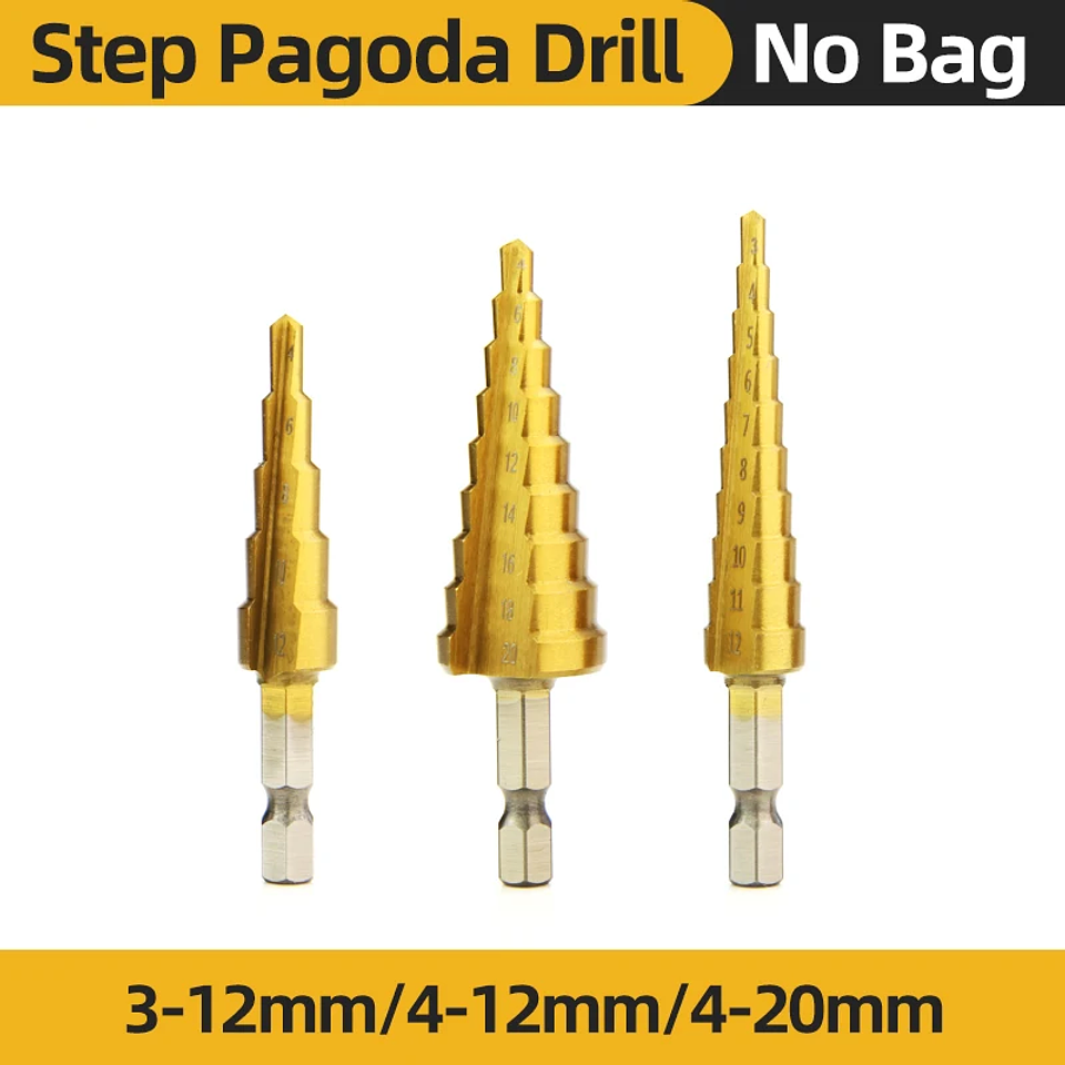 Coated HSS Step Drill Bit | High-Speed Steel Cone Cutter for Wood, Metal & Plastic 18