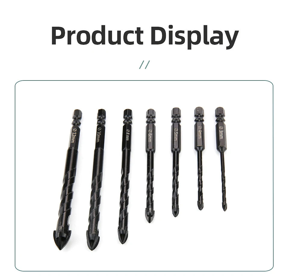 Industrial Hard Alloy Cross Hex Drill Bits | 4-Edge Carbide Tip for Tile, Glass, Concrete, and Wood 48