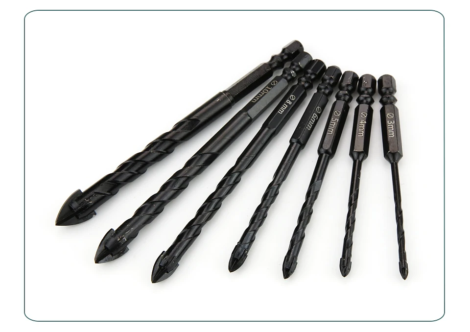 Industrial Hard Alloy Cross Hex Drill Bits | 4-Edge Carbide Tip for Tile, Glass, Concrete, and Wood 49