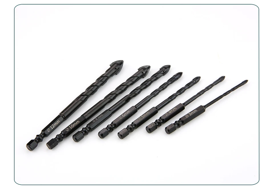 Industrial Hard Alloy Cross Hex Drill Bits | 4-Edge Carbide Tip for Tile, Glass, Concrete, and Wood 50
