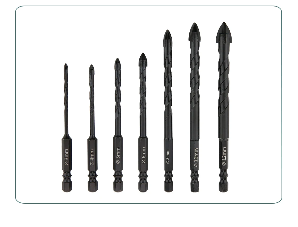 Industrial Hard Alloy Cross Hex Drill Bits | 4-Edge Carbide Tip for Tile, Glass, Concrete, and Wood 51