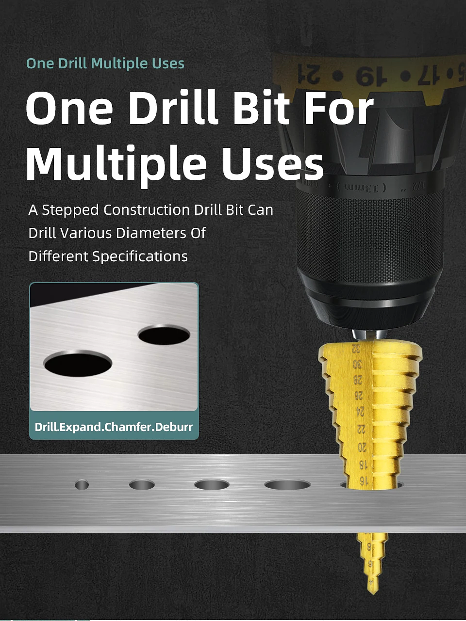 Coated HSS Step Drill Bit | High-Speed Steel Cone Cutter for Wood, Metal & Plastic 26