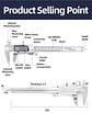 Precision 150mm Digital Caliper | Professional Stainless Steel Micrometer Gauge - thumbnail 41