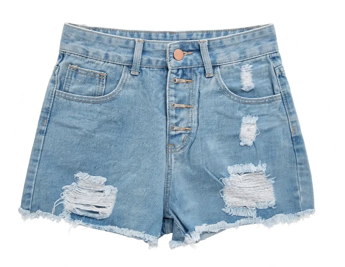 Short Mom Celeste Roto Destroyer Tiro Alto 