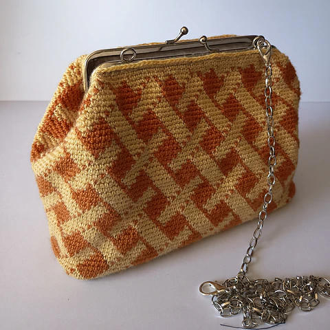 Cartera crochet Tapestry naranja y amarillo mantequilla