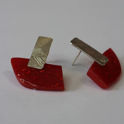 Aros Resina Roja y Plata