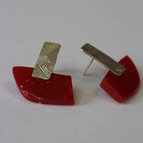 Aros Resina Roja y Plata