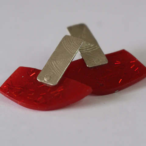 Aros Resina Roja y Plata
