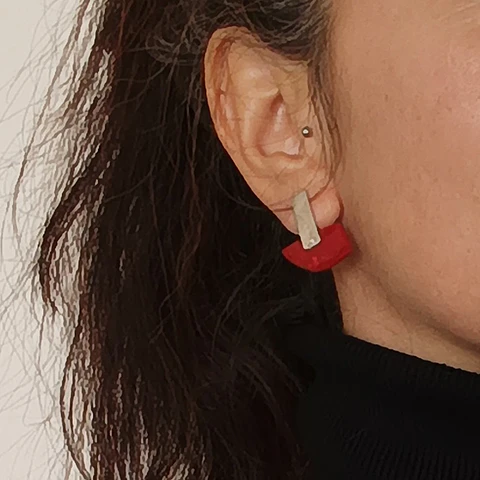 Aros Resina Roja y Plata