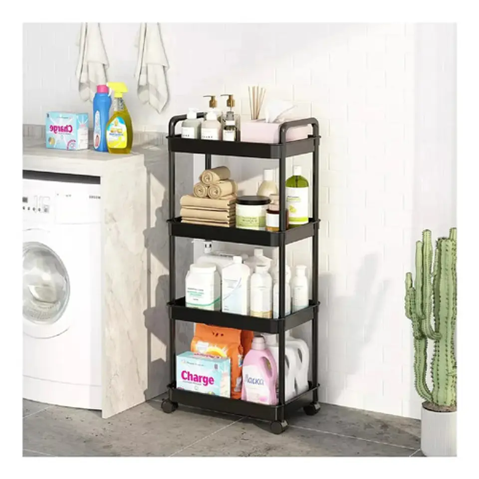 Carrito Organizador Metalico Con Asa Ruedas 4 Niveles 3