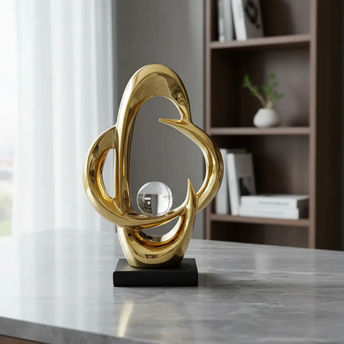 Adorno Figura Decorativa Calada Con Esfera  Elegancia 3