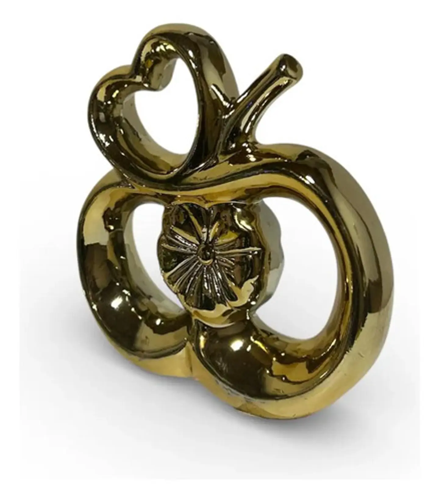 Figura Decorativa Manzana Con Corazón Y Detalle Floral 2
