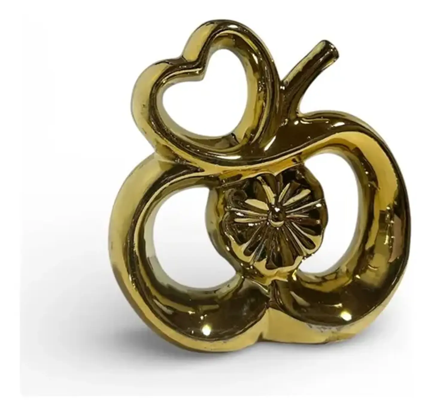 Figura Decorativa Manzana Con Corazón Y Detalle Floral 6